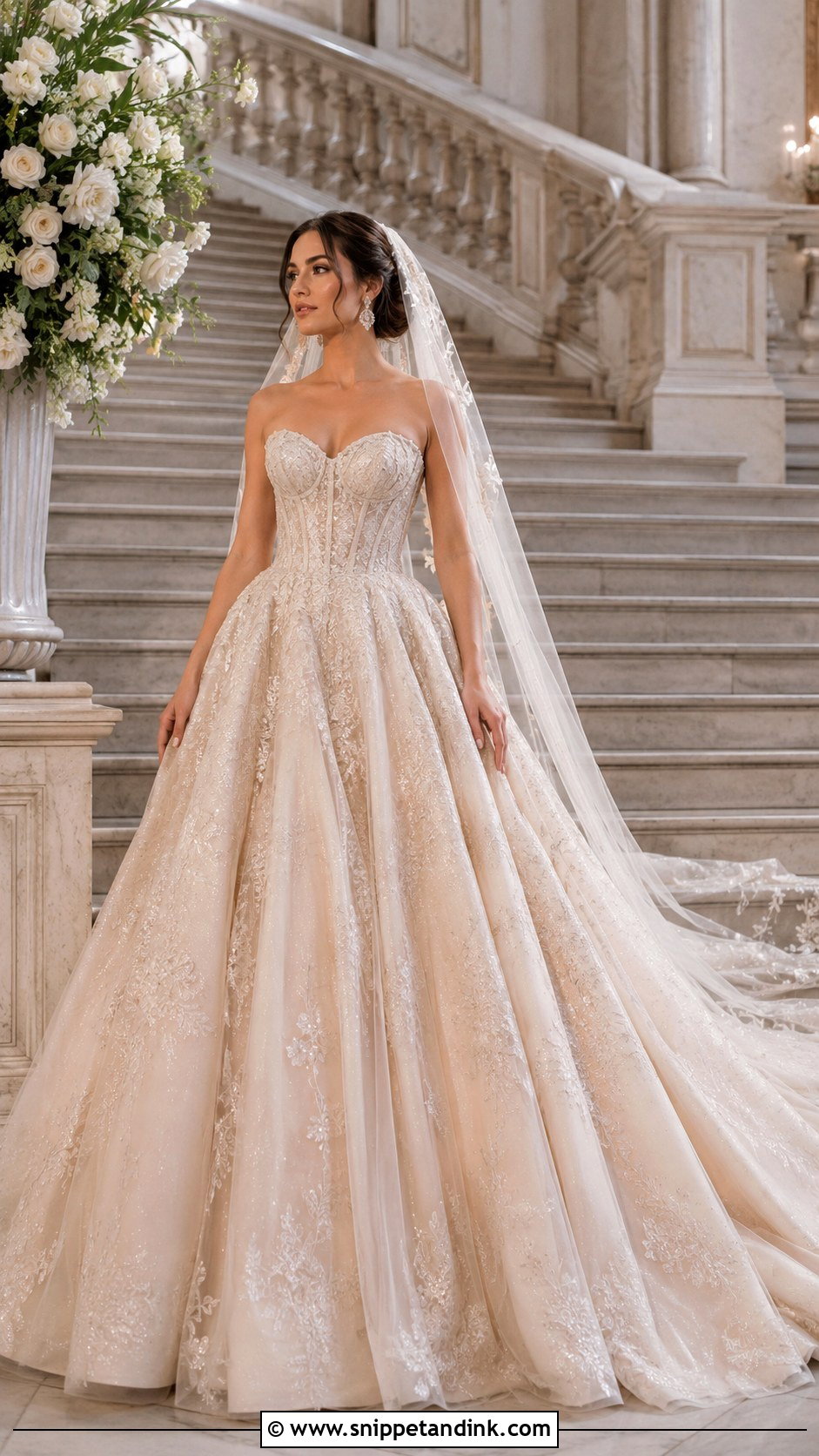 Champagne Beige Ball Gown Wedding Dress - Snippet and Ink - 25 Champagne Beige Wedding Dress Ideas