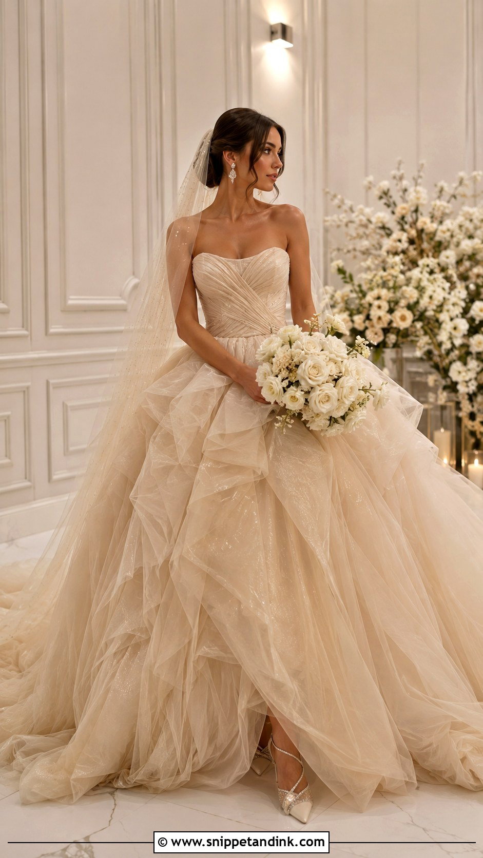 Champagne Beige Ball Gown Wedding Dress - Snippet and Ink - 30 Beige Wedding Dress Ideas
