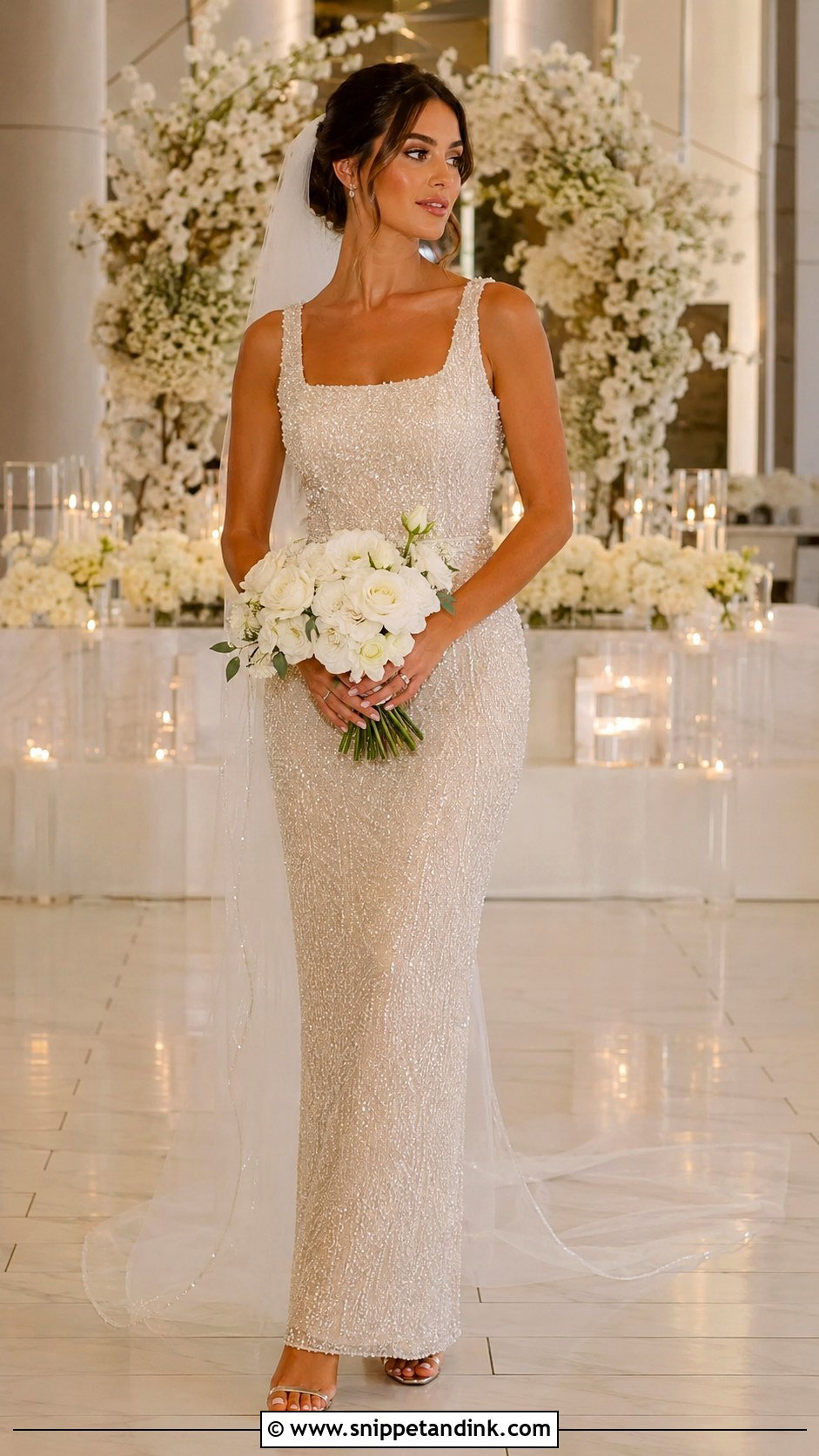 Champagne Beige Beaded Wedding Dress - Snippet and Ink - 25 Champagne Beige Wedding Dress Ideas