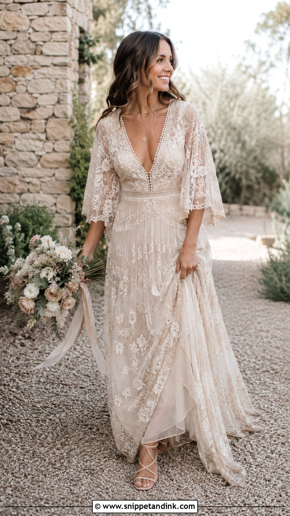 Champagne Beige Boho Wedding Dress - Snippet and Ink - 25 Champagne Beige Wedding Dress Ideas