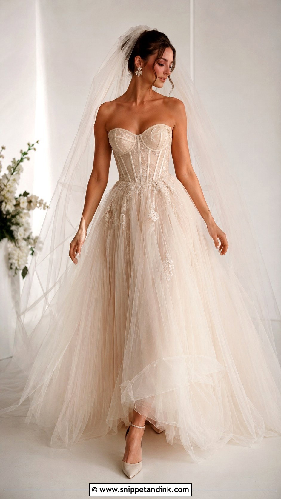 Champagne Beige Corset Wedding Dress - Snippet and Ink - 25 Champagne Beige Wedding Dress Ideas