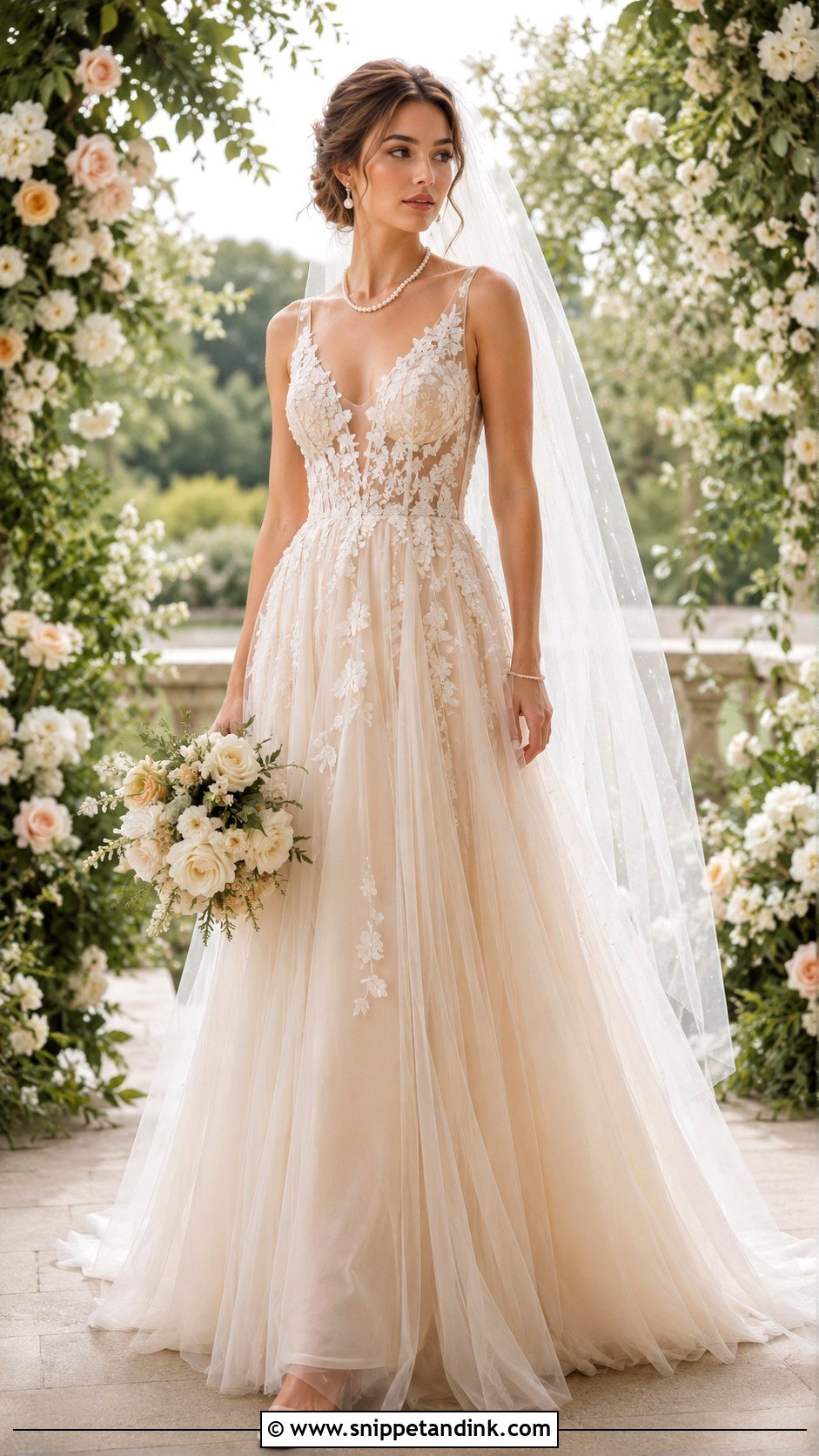 Champagne Beige Tulle Wedding Dress - Snippet and Ink - 25 Champagne Beige Wedding Dress Ideas