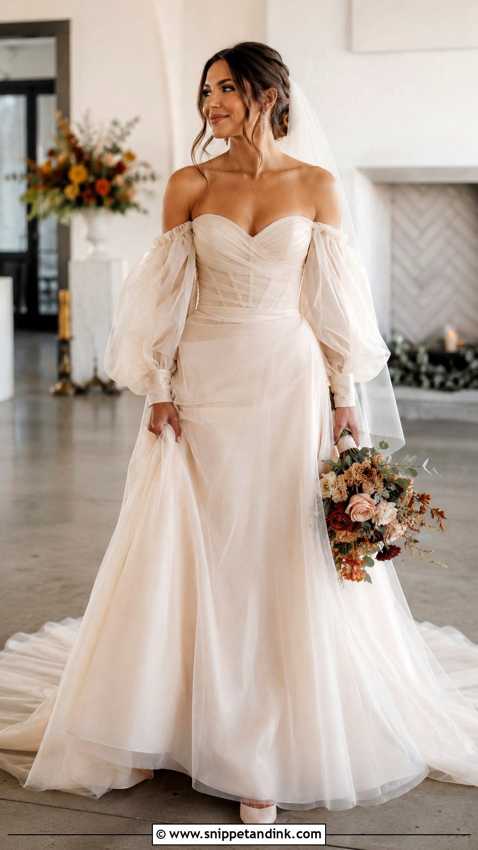 Champagne Beige Wedding Dress With Sleeves - Snippet and Ink - 25 Champagne Beige Wedding Dress Ideas