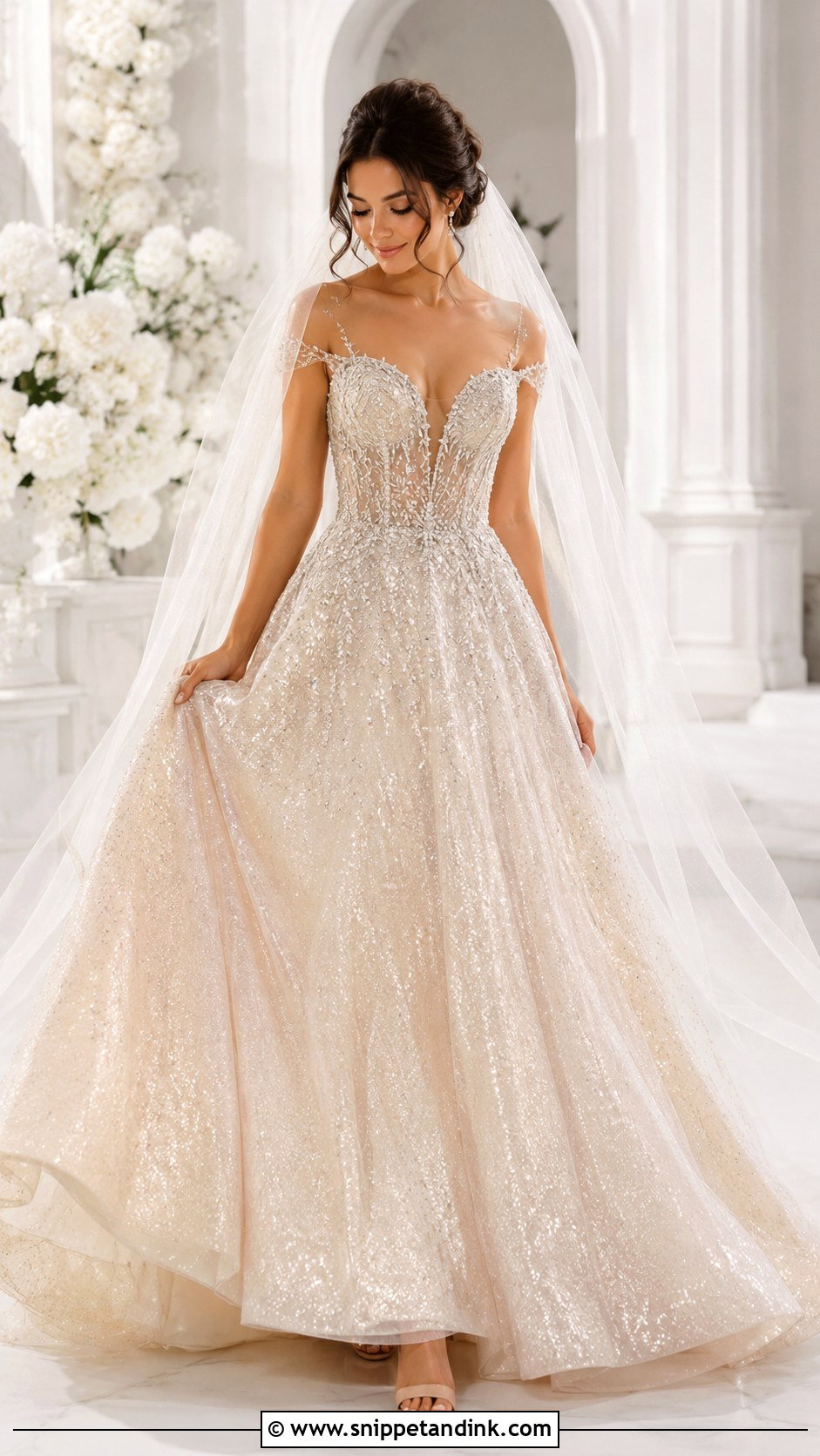 Champagne Bling Wedding Dress - Snippet and Ink - 25 Bling Wedding Dress Ideas