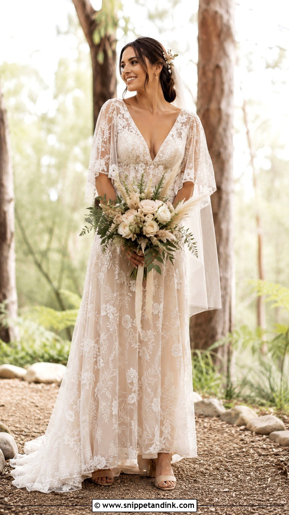 Champagne Boho Lace Bridal Dress - Snippet and Ink - 20 Champagne Bridal Dress Ideas