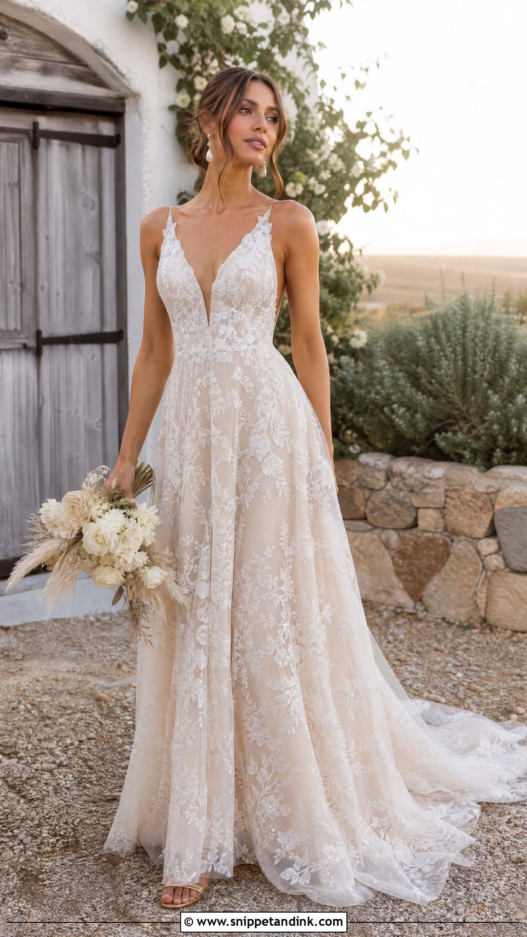 Champagne Boho Wedding Dress - Snippet and Ink - 25 Boho Whimsical Wedding Dress Ideas