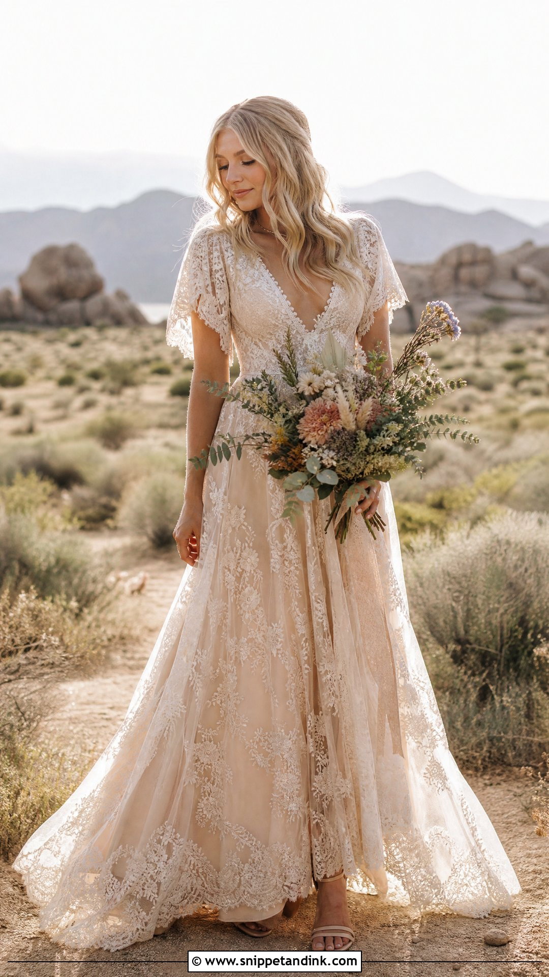 Champagne Boho Wedding Gown - Snippet and Ink - 25 Champagne Wedding Gown Ideas