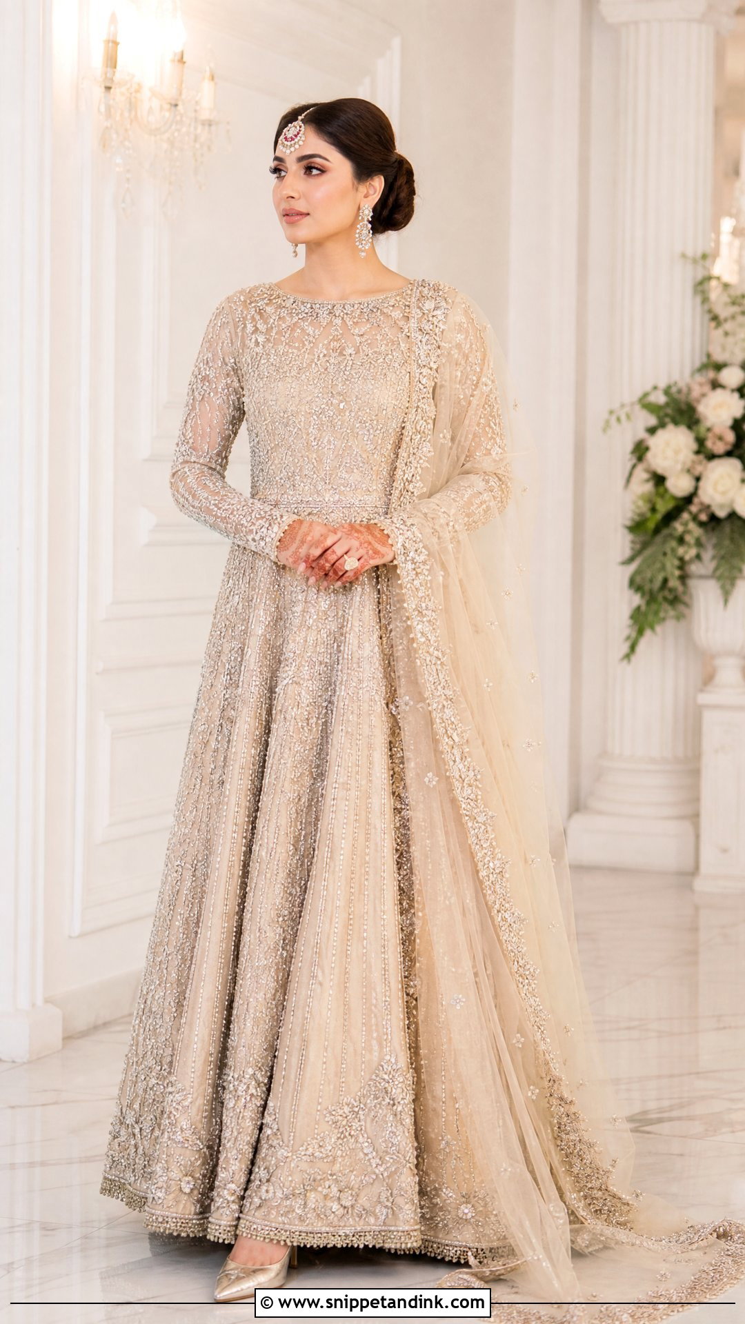 Champagne Bridal Maxi Dress - Snippet and Ink - 20 Pakistani Bride Dresses