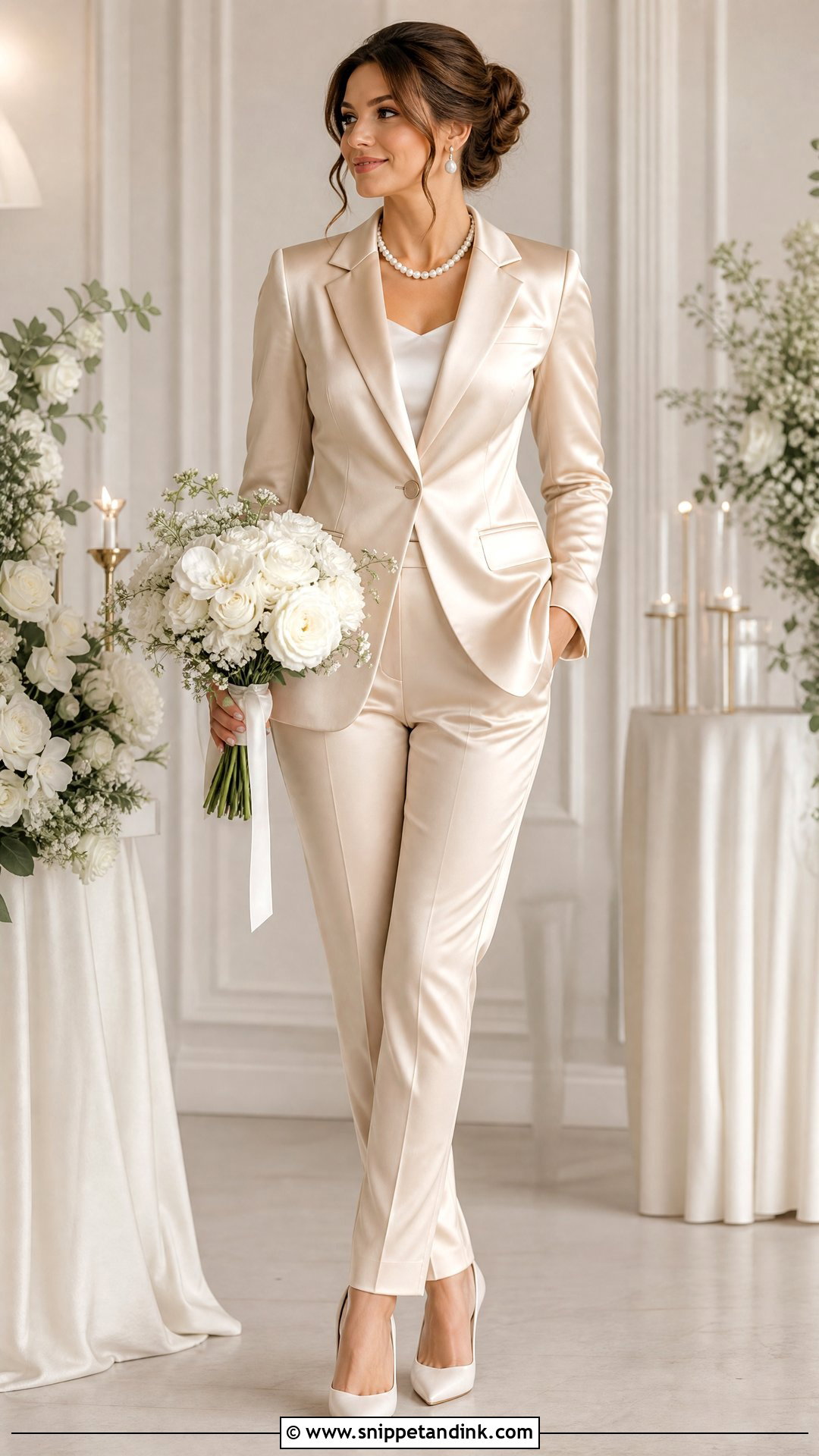 Champagne Bridal Pantsuit - Snippet and Ink - 25 Bridal Pantsuit Brides Ideas