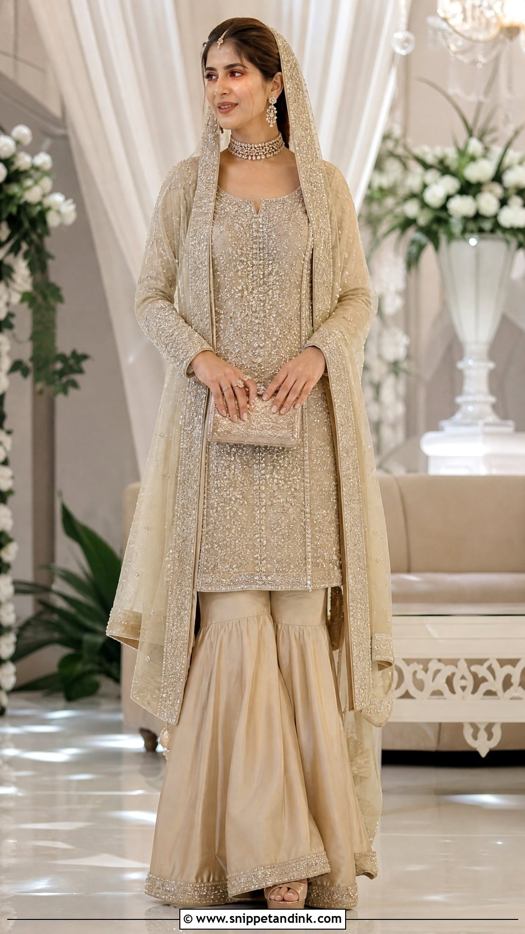 Champagne Bridal Sharara - Snippet and Ink - 20 Sharara for Bride Ideas
