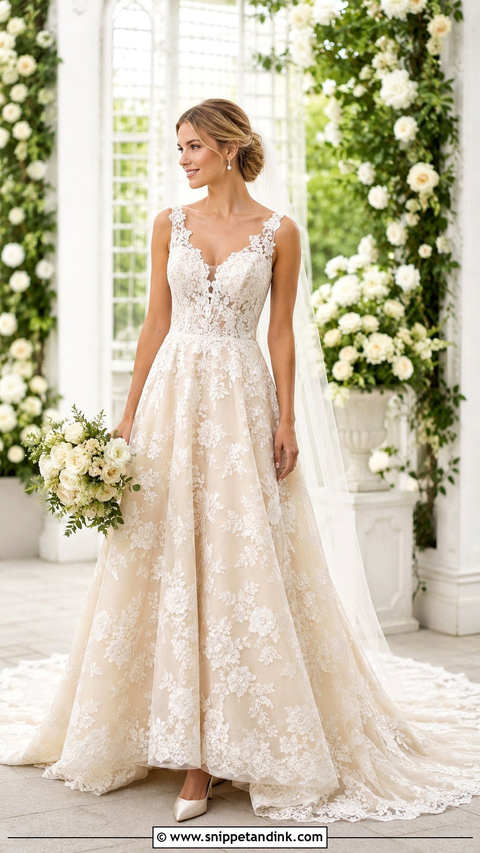 Champagne Bridal Train Dress - Snippet and Ink - 20 Bridal Train Dresses