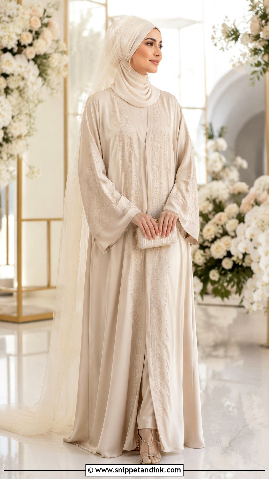 Champagne Bride Abaya - Snippet and Ink - 20 Bride Abaya Ideas