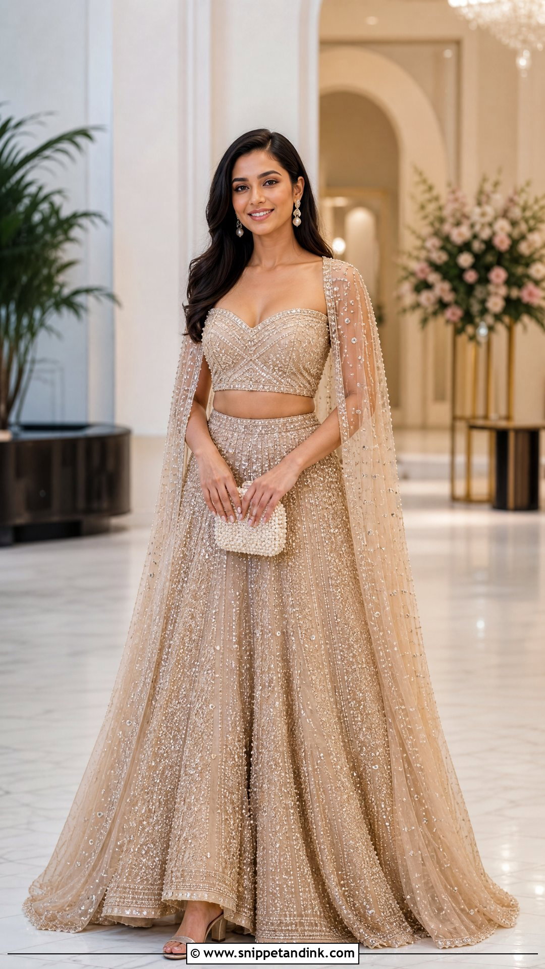 Champagne Bride Sangeet Lehenga - Snippet and Ink - 25 Bride Sangeet Outfit Ideas