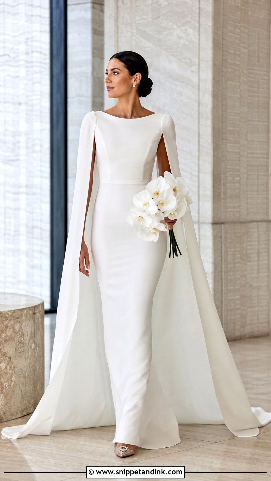 Champagne Cape Sleeve Bridal Dress - Snippet and Ink - 20 Champagne Bridal Dress Ideas