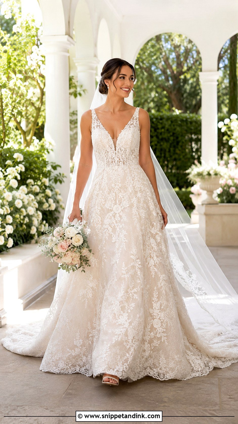 Champagne Cathedral Train Wedding Dress - Snippet and Ink - 20 Cathedral Train Wedding Dress Ideas