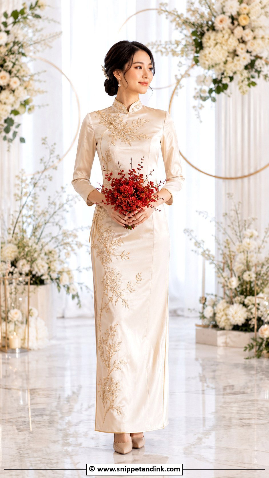 Champagne Chinese Wedding Dress - Snippet and Ink - 30 Chinese Wedding Dress Ideas