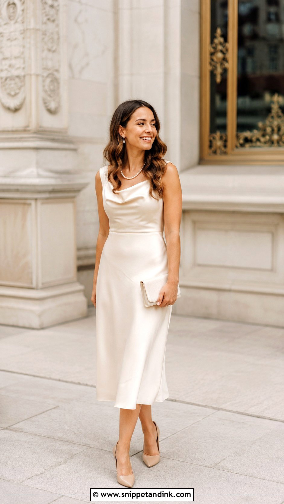 Champagne City Hall Wedding Dress Outfit - Snippet and Ink - 25 City Hall Wedding Dress Civil Ceremony Ideas