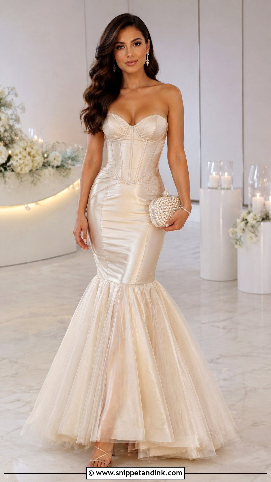 Champagne Corset Mermaid Trumpet Dress - Snippet and Ink - 20 Mermaid Trumpet Dress Ideas