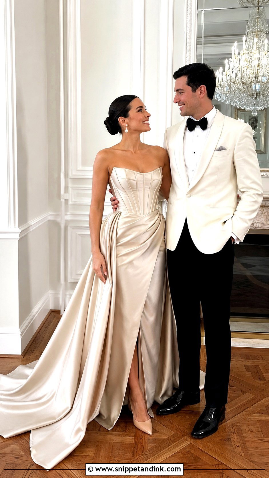 Champagne Corset Tail Gown - Snippet and Ink - 20 Tail Gown for Pre Wedding Ideas