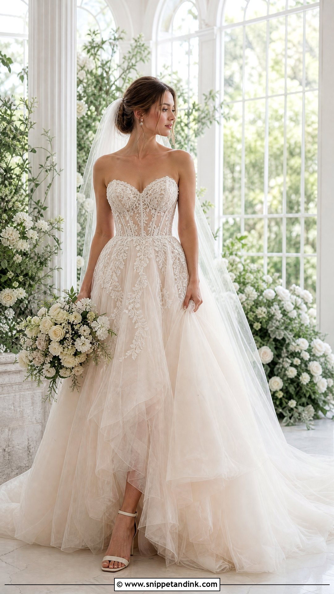 Champagne Corset Top Wedding Dress - Snippet and Ink - 20 Wedding Dress with Corset Top Ideas