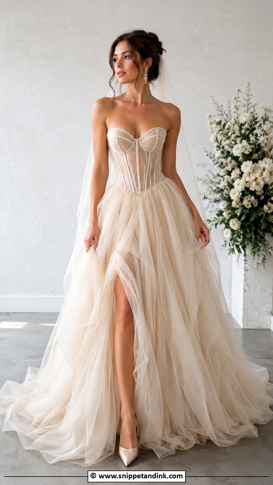 Champagne Corset Wedding Dress - Snippet and Ink - 30 Champagne Wedding Dress Ideas