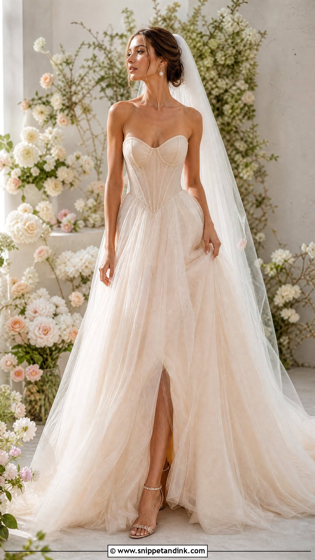 Champagne Corset Wedding Gown - Snippet and Ink - 25 Champagne Wedding Gown Ideas