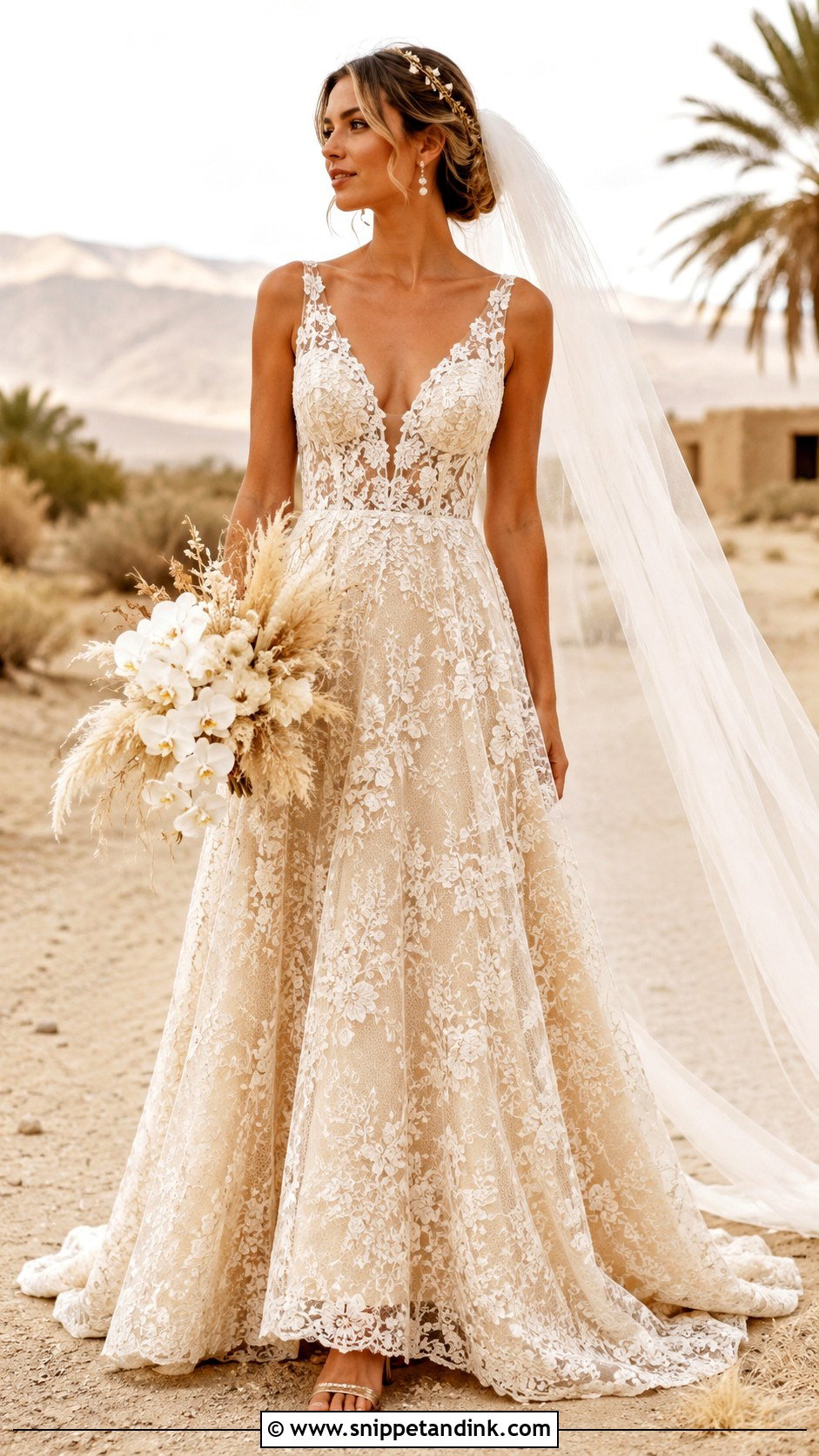 Champagne Desert Wedding Dress - Snippet and Ink - 20 Desert Wedding Dress Ideas