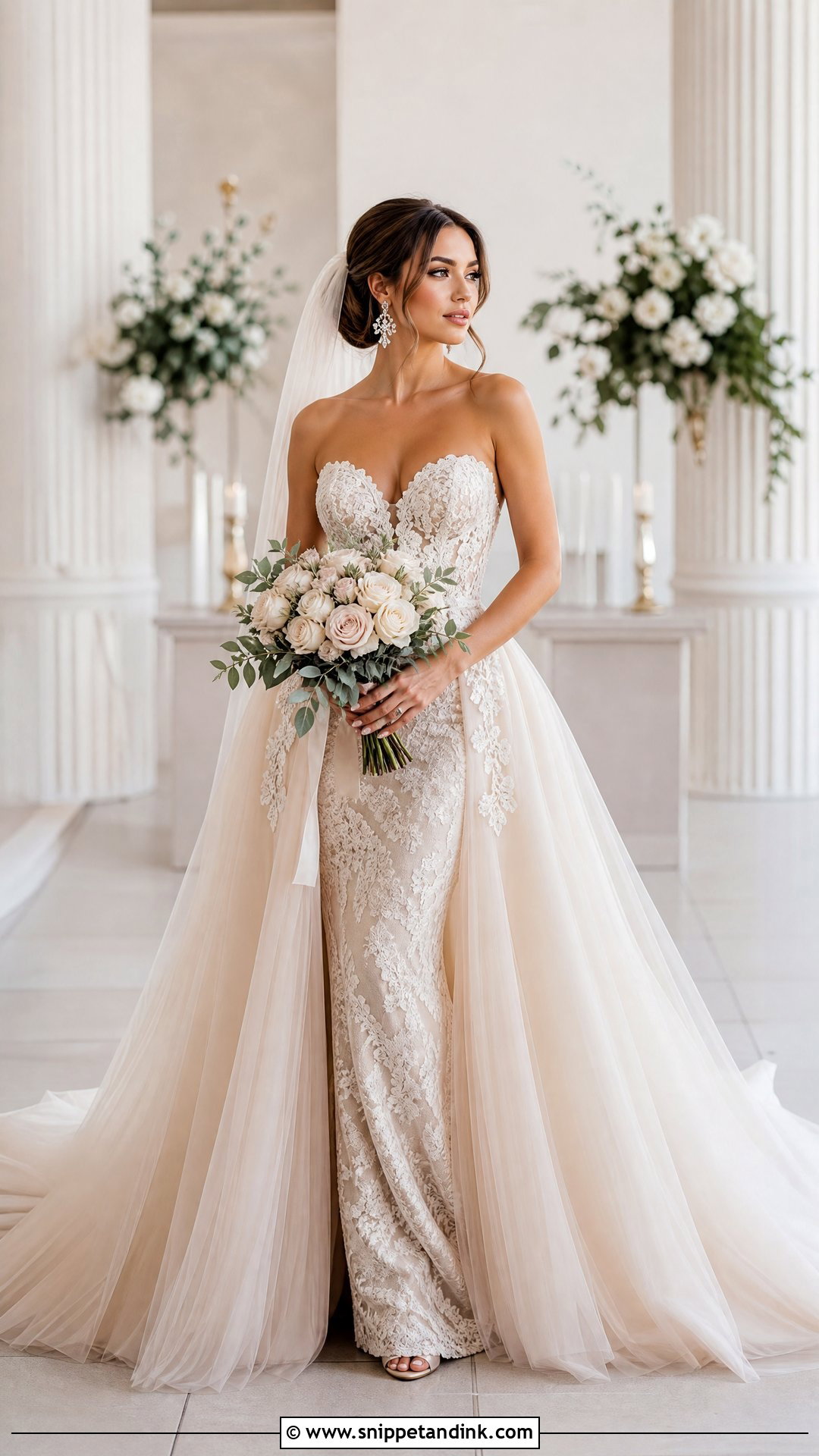 Champagne Detachable Skirt Wedding Dress - Snippet and Ink - 25 Champagne Wedding Gown Ideas