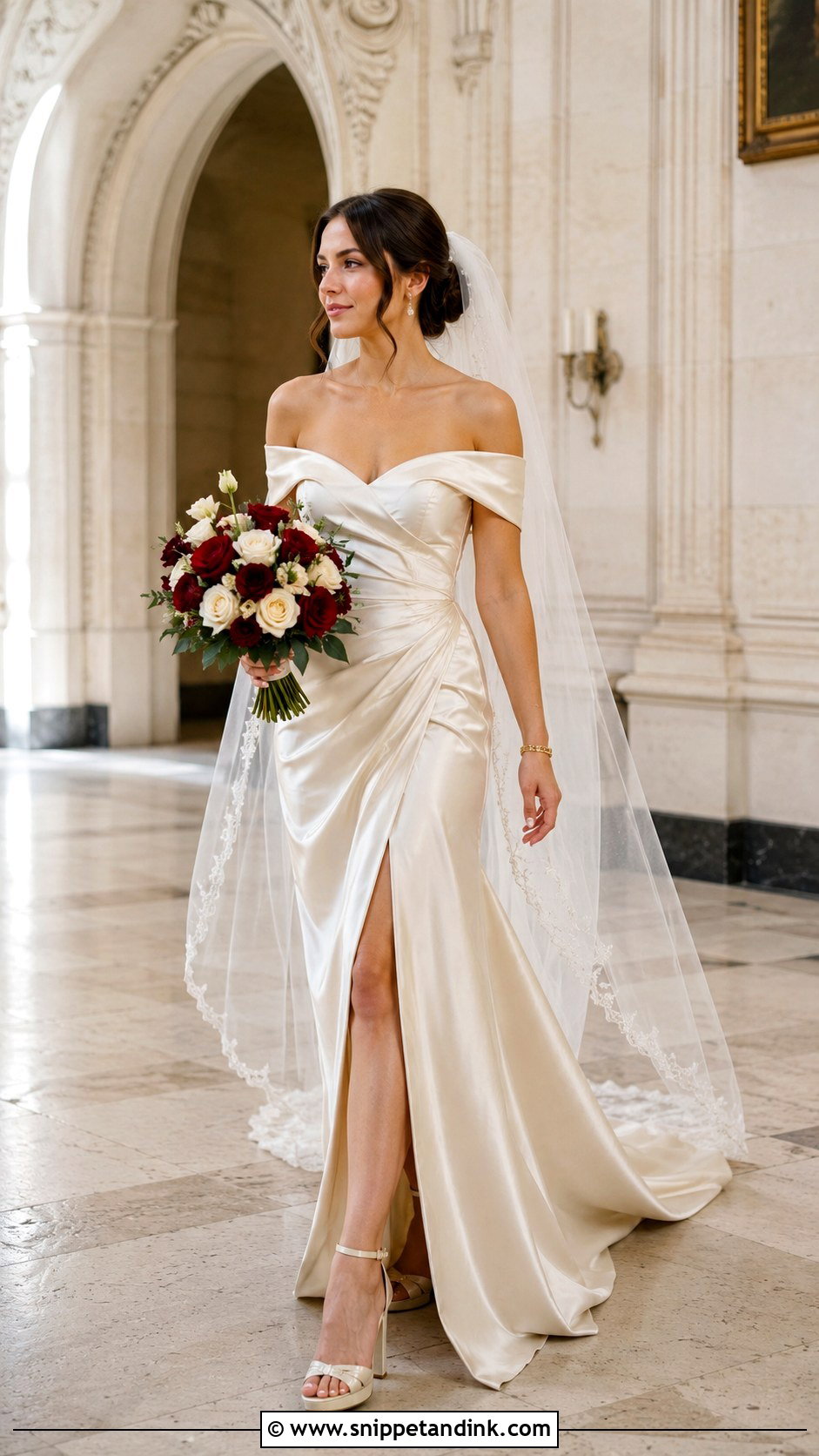 Champagne Draped Skirt Wedding Dress - Snippet and Ink - 20 Belle Inspired Wedding Dress Ideas