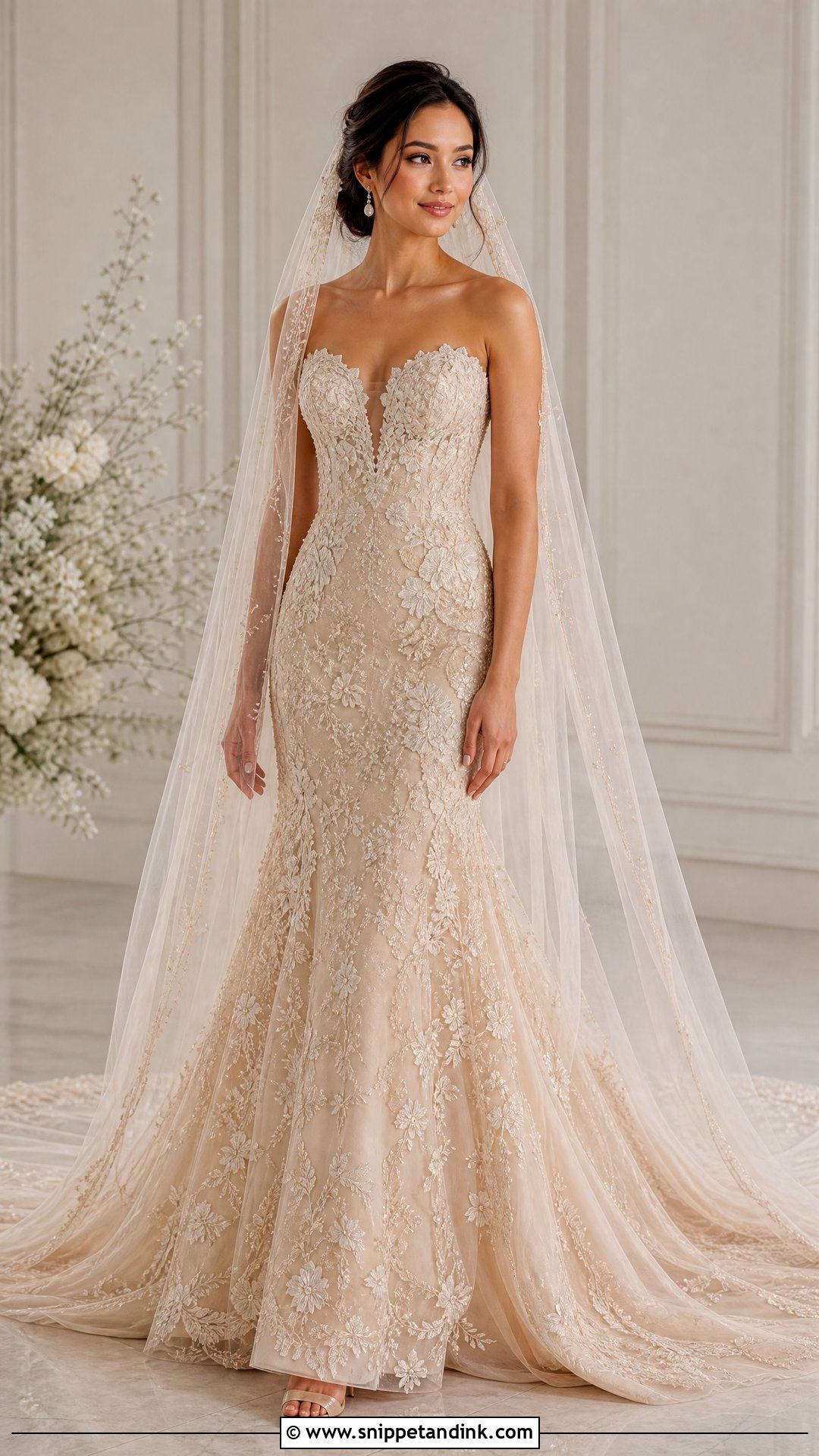 Champagne Embellished Wedding Dress - Snippet and Ink - 25 Embellished Wedding Dress Ideas