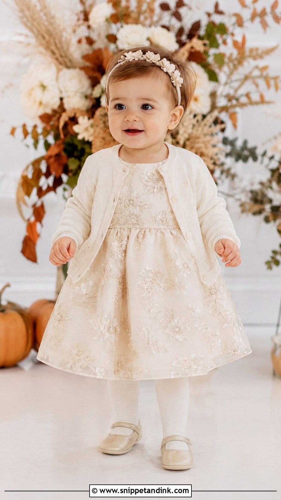Champagne Embroidered Wedding Baby Dress - Snippet and Ink - 20 Baby Dresses for Wedding