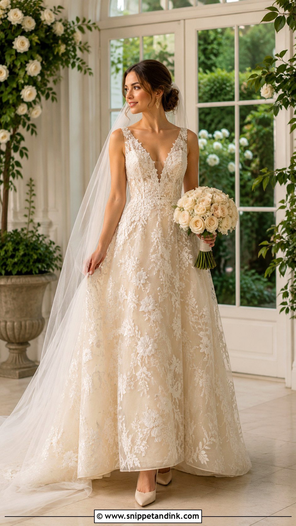 Champagne Embroidered Wedding Dress - Snippet and Ink - 20 Allure Bridal Couture Ideas