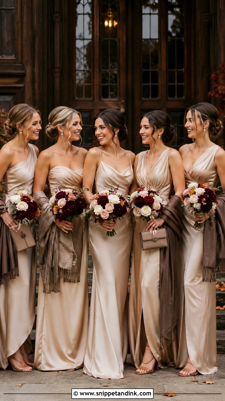 Champagne Fall Bridal Party Dresses - Snippet and Ink - 20 Fall Bridal Party Ideas