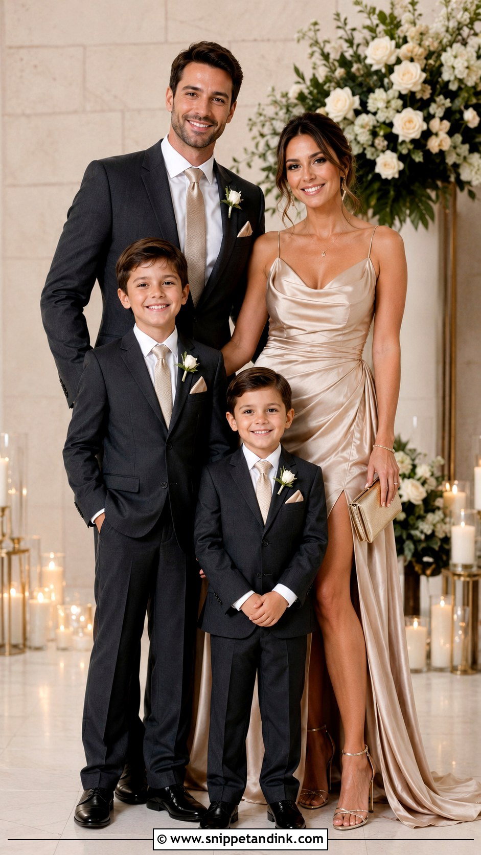 Champagne Family Wedding Outfit - Snippet and Ink - 25 Matching Family Outfits for Wedding