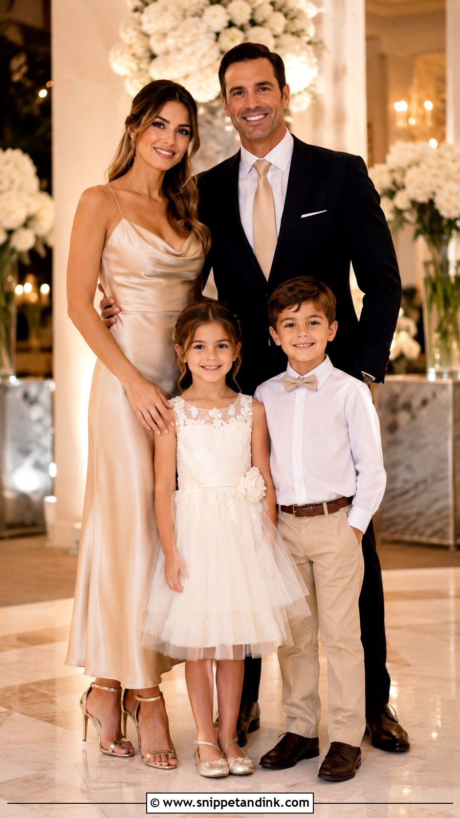 Champagne Family Wedding Outfit - Snippet and Ink - 25 Family Outfits for Wedding