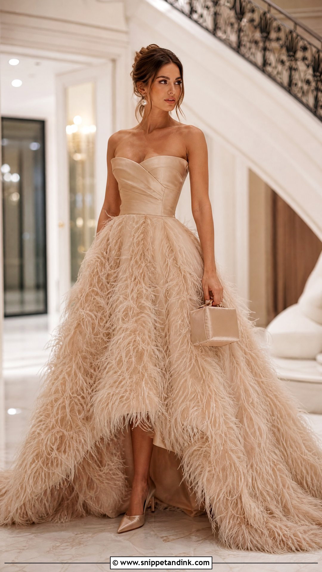 Champagne Feather Huge Ball Gown - Snippet and Ink - 20 Huge Ball Gowns