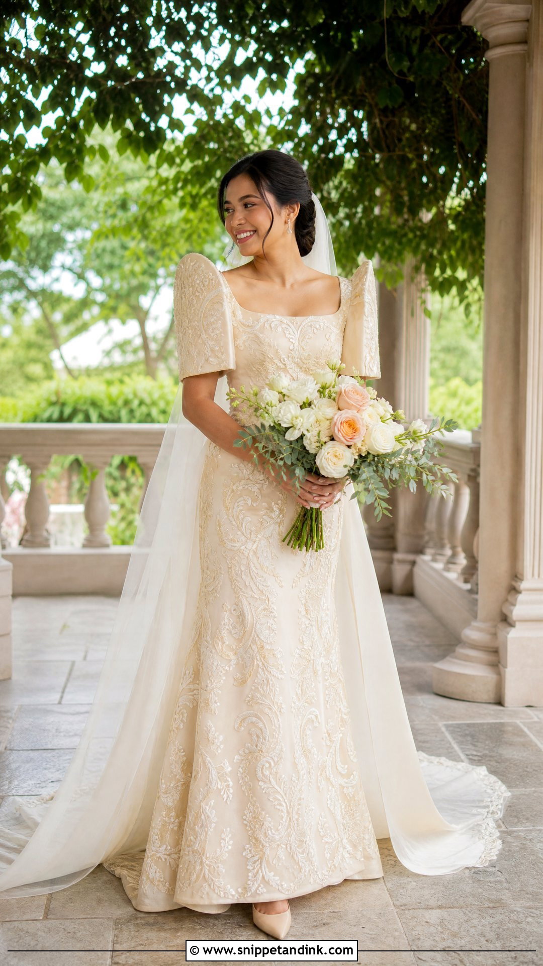 Champagne Filipiniana Wedding Dress - Snippet and Ink - 20 Traditional Filipino Wedding Dress Ideas