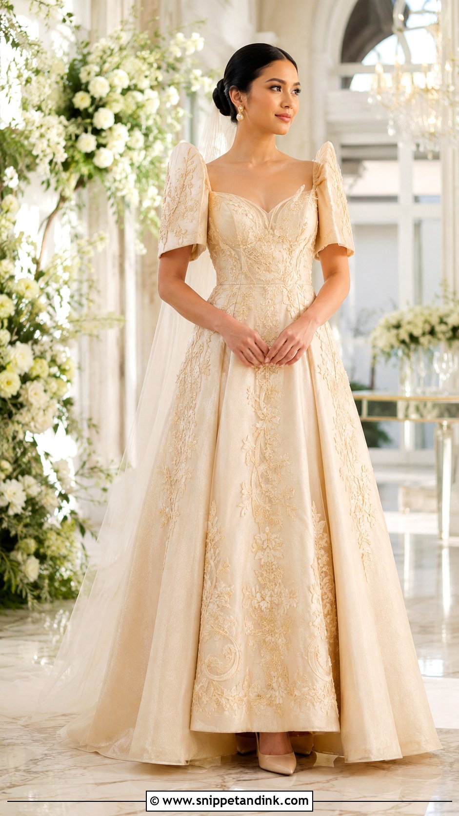 Champagne Filipiniana Wedding Gown - Snippet and Ink - 20 Modern Filipiniana Wedding Gown Ideas