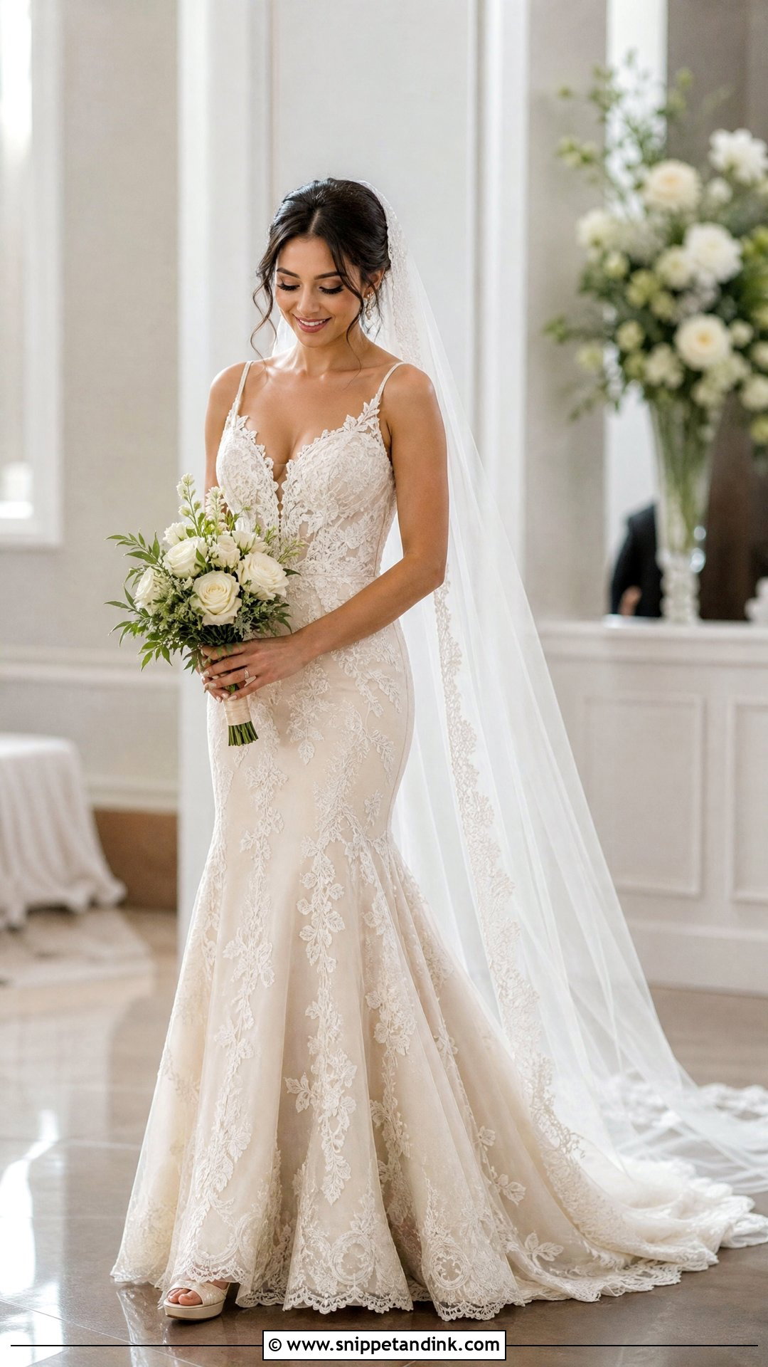 Champagne Fit And Flare Wedding Dress - Snippet and Ink - 25 Champagne Wedding Gown Ideas