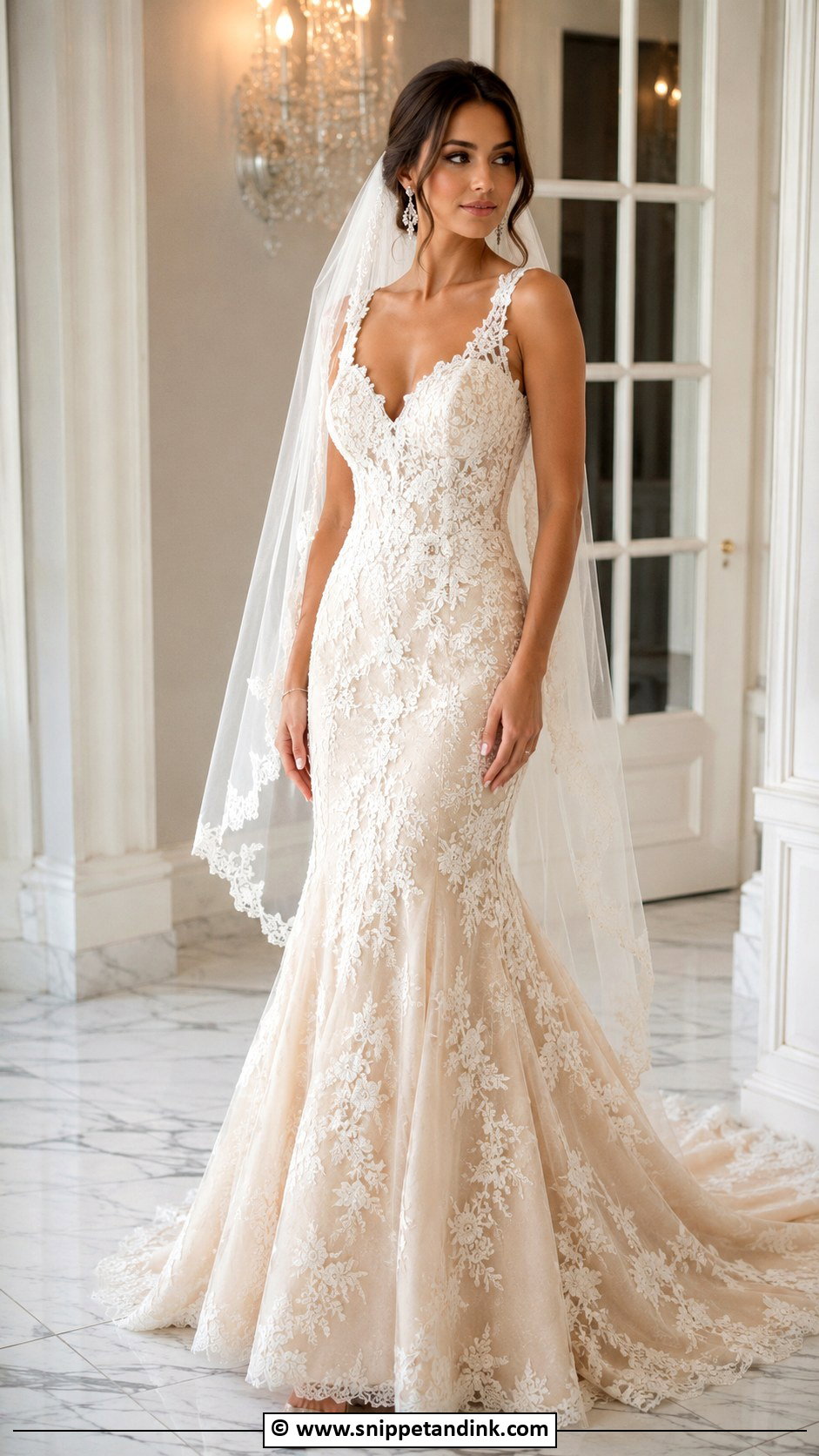 Champagne Fit And Flare Wedding Dress - Snippet and Ink - 30 Champagne Wedding Dress Ideas