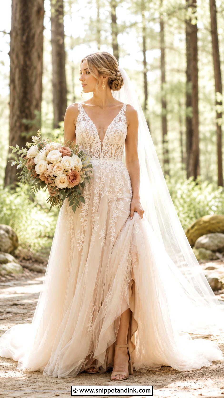 Champagne Forest Wedding Dress - Snippet and Ink - 20 Forest Wedding Dresses
