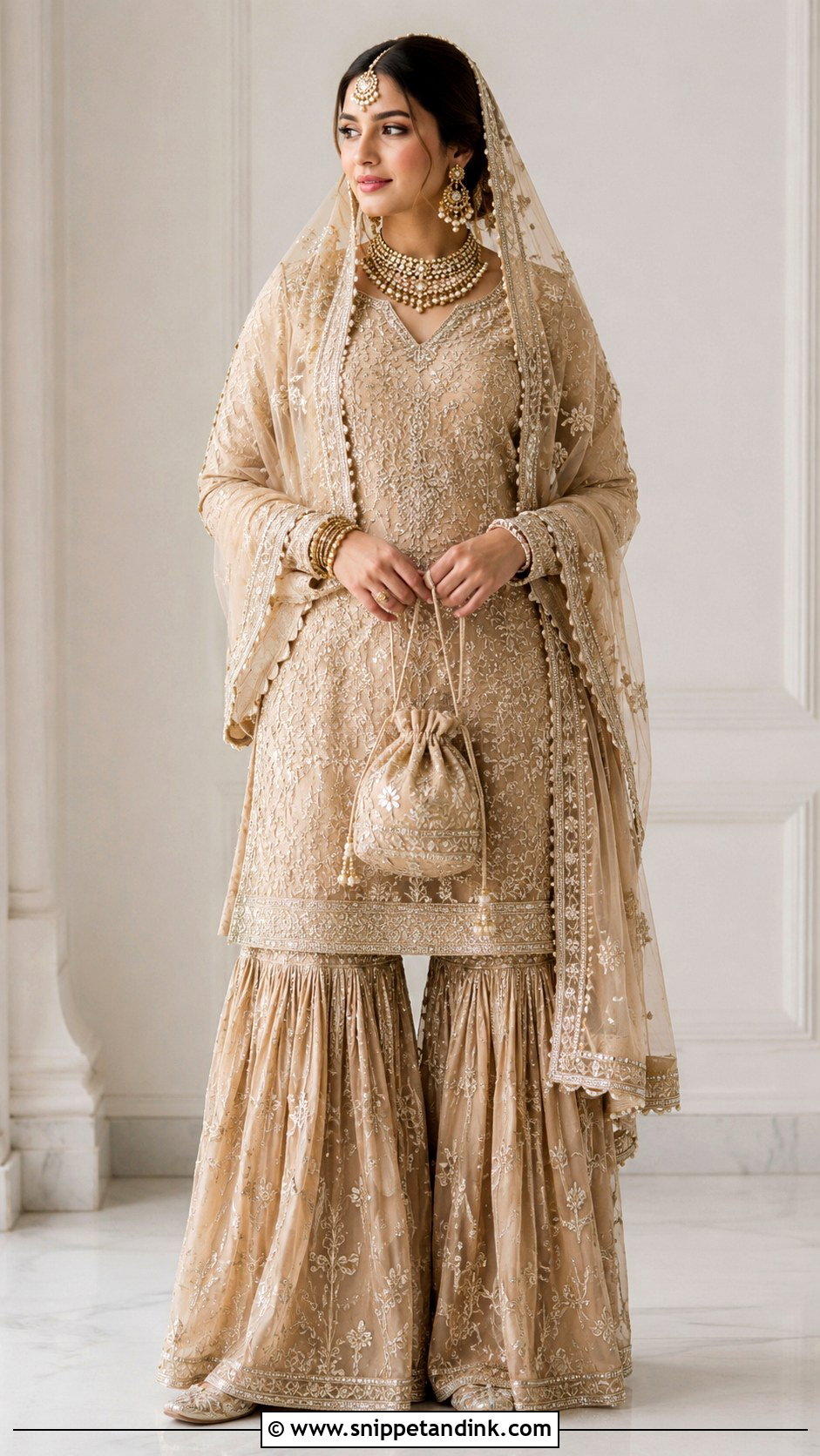 Champagne Gharara Anand Karaj Outfit - Snippet and Ink - 30 Anand Karaj Outfit Ideas