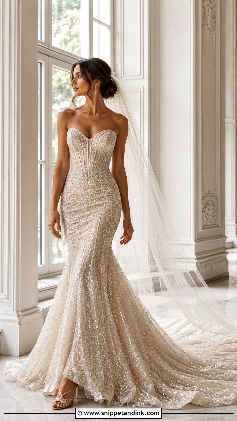 Champagne Glitter Mermaid Wedding Dress - Snippet and Ink - 20 Mermaid Bling Wedding Dresses