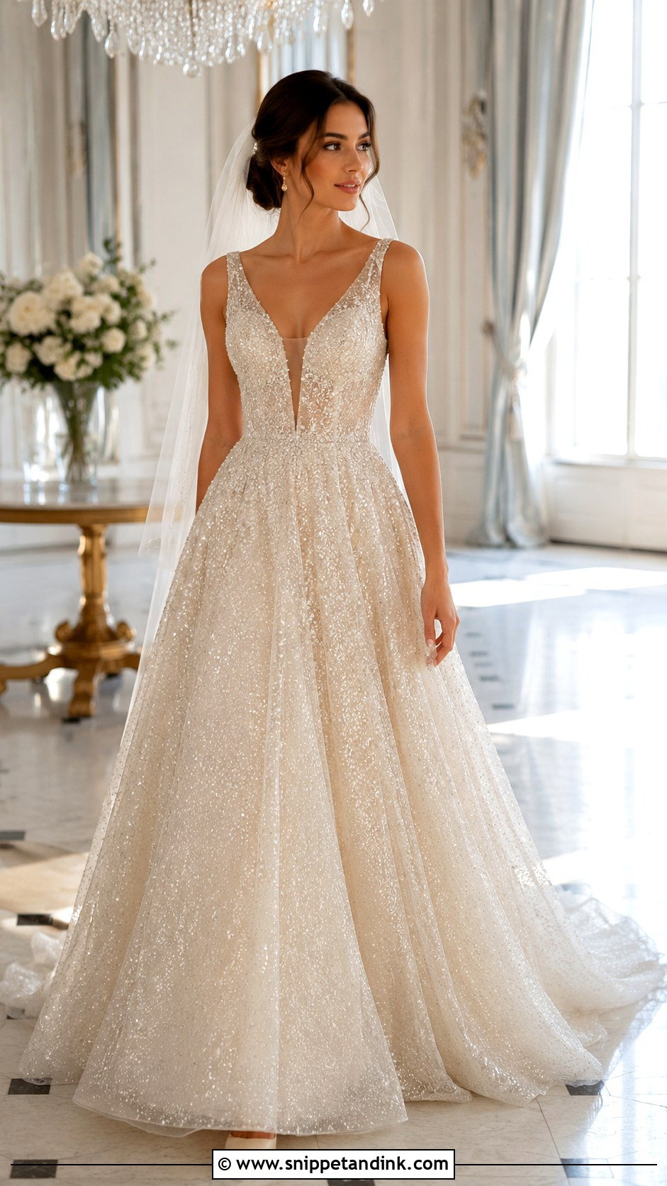 Champagne Glitter Wedding Dress - Snippet and Ink - 20 Bling Sparkle Wedding Dresses