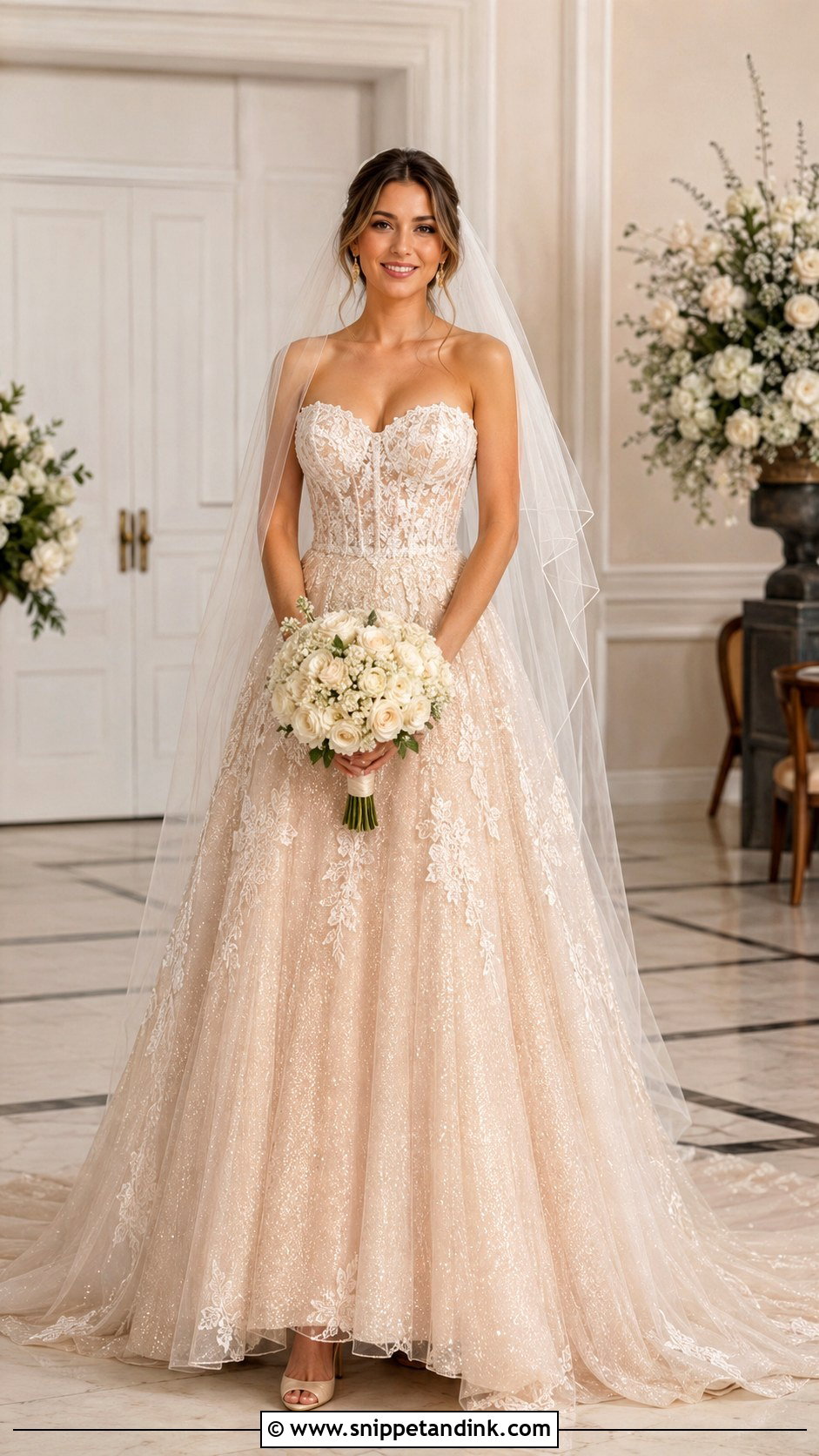 Champagne Glitter Wedding Dress - Snippet and Ink - 20 Glitter Sparkle Wedding Dress Ideas