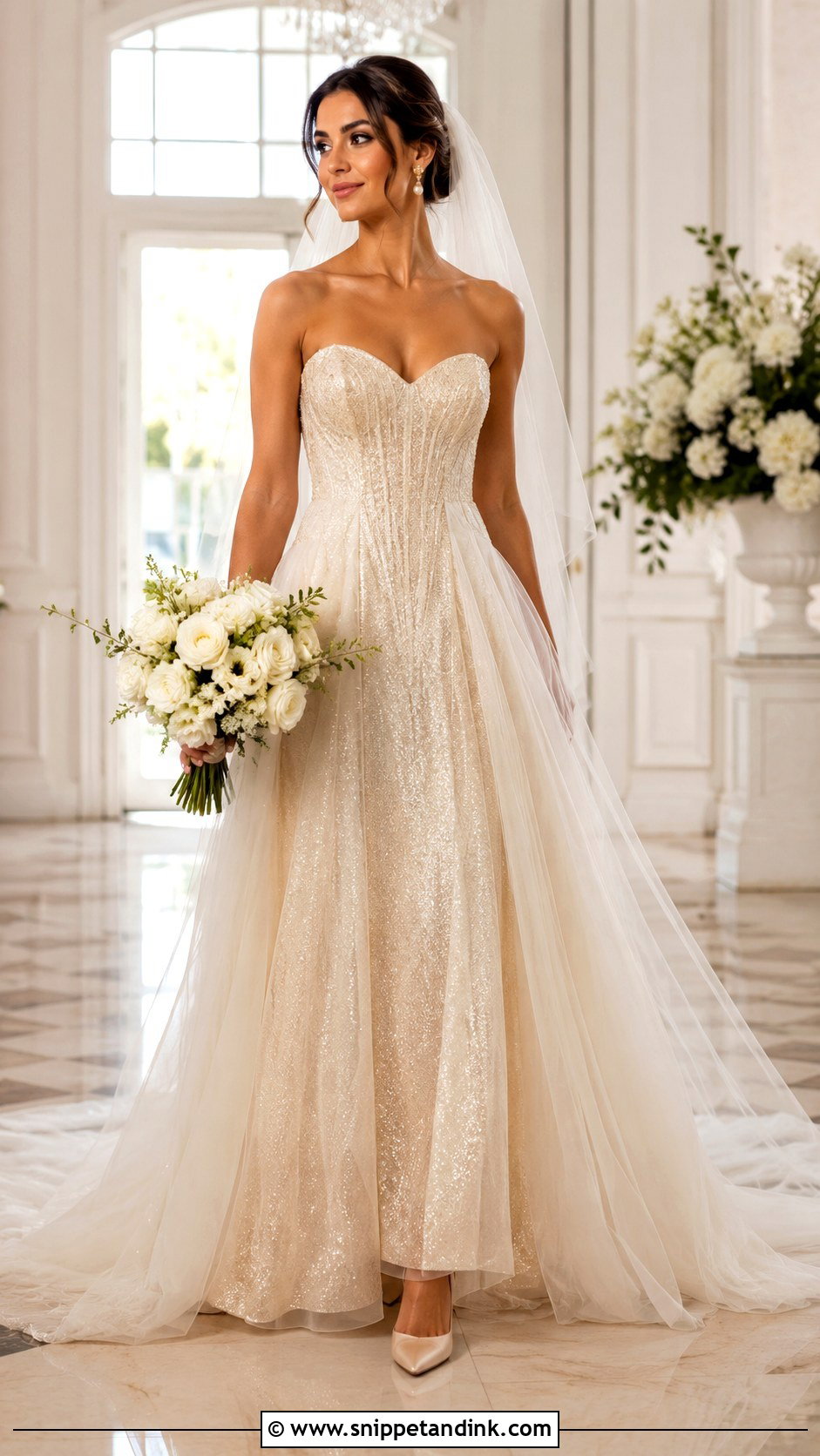 Champagne Glitter Wedding Dress - Snippet and Ink - 20 Shiny Wedding Dress Ideas