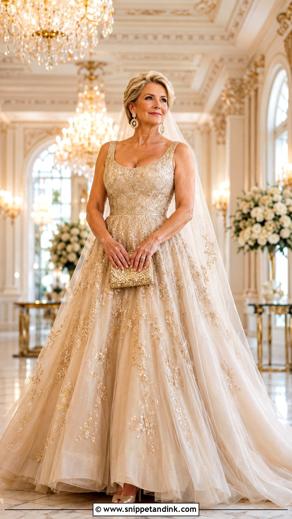 Champagne Gold Ball Gown Wedding Dress - Snippet and Ink - 20 Champagne Wedding Dress Older Bride Ideas