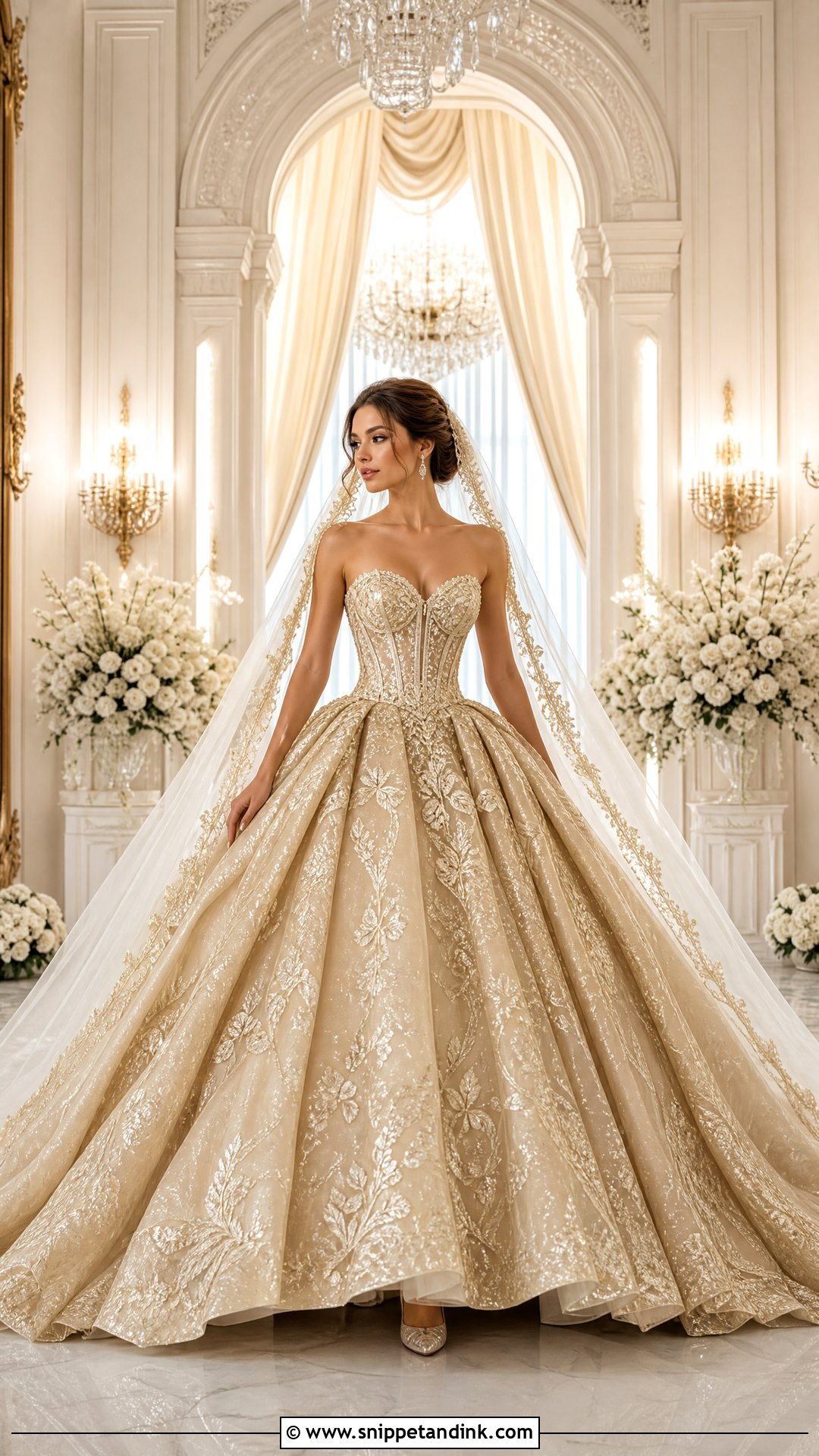 Champagne Gold Ball Gown Wedding Dress - Snippet and Ink - 25 Champagne Gold Wedding Dress Ideas