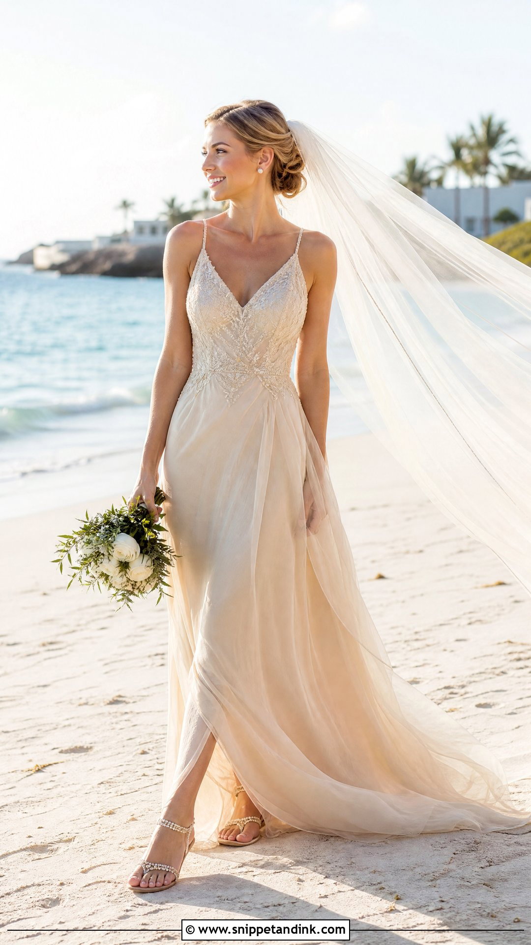 Champagne Gold Beach Wedding Dress - Snippet and Ink - 25 Champagne Gold Wedding Dress Ideas
