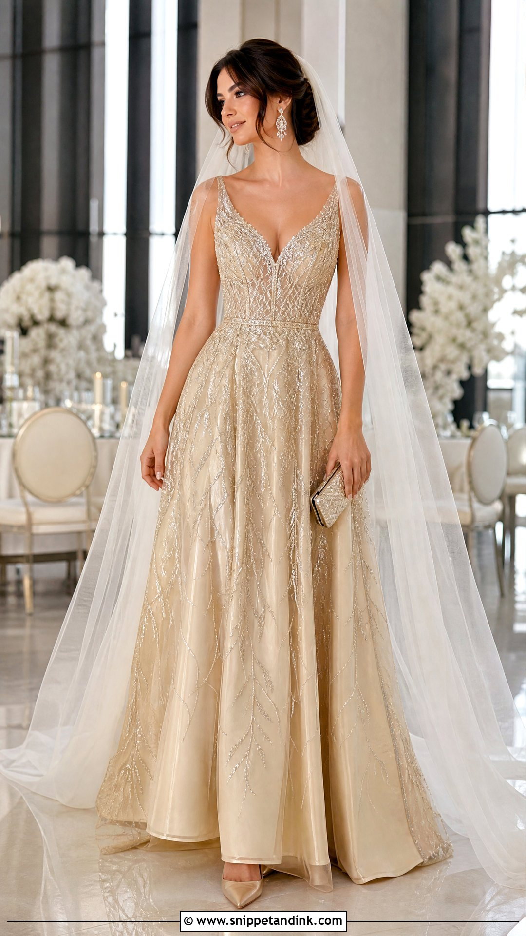 Champagne Gold Bridal Gown - Snippet and Ink - 25 Golden Bridal Dress Ideas